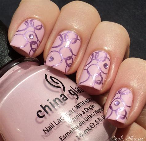 oooh shinies pink and purple circles nails pink nails