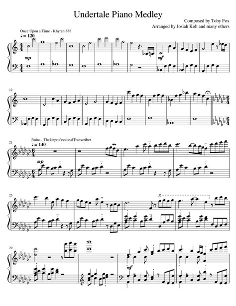 undertale piano medley sheet   piano