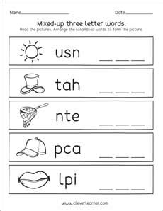 letter words reading writing  matching worksheets