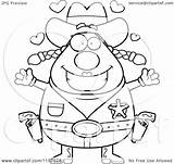 Clipart Plump Cowgirl Hearts Cartoon Outlined Coloring Vector Cory Thoman Royalty sketch template