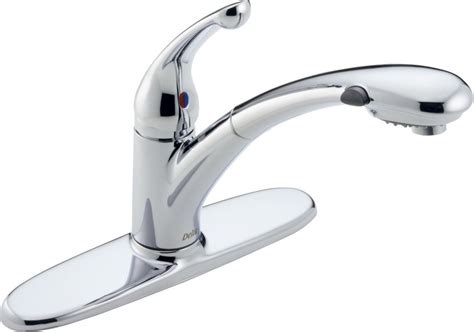 delta  dst chrome signature pull  kitchen faucet  optional base plate includes