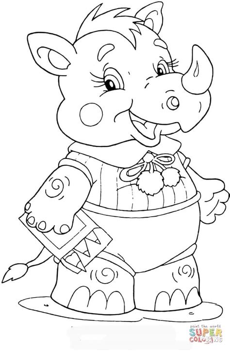 baby rhinoceros  school coloring page  printable coloring pages