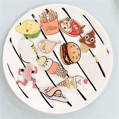 1 pcs delicious food shaped badges series 2 cartoon food icons acrylic