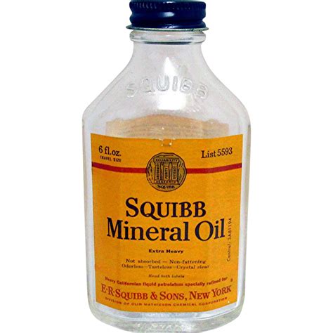 squibb travel size  oz mineral oil bottle  drury  ruby lane