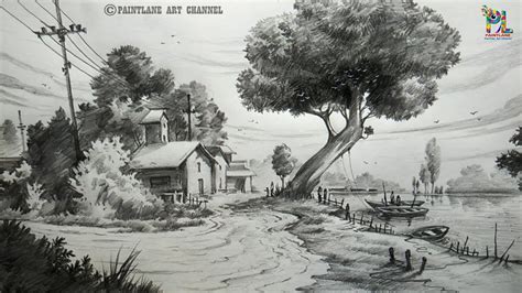 draw  landscape drawing  shading  beginners step