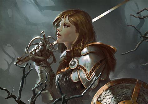 brown hair armor sword woman warrior fantasy women warrior
