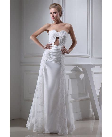 Sheath Sweetheart Floor Length Lace Wedding Dress Op5085 215
