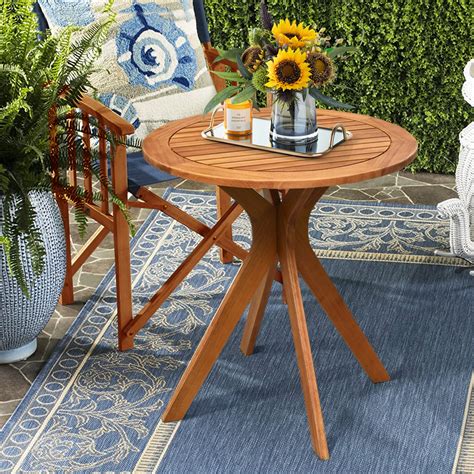 costway  outdoor  table solid wood coffee side bistro table