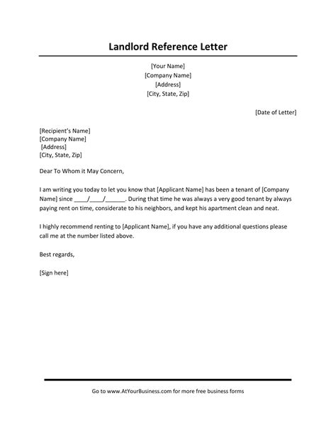 printable landlord reference letter templates word