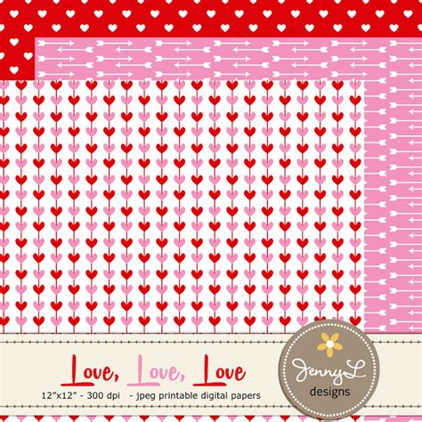 valentines day digital papers hearts valentine scrapbooking paper