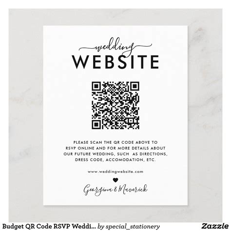 budget qr code rsvp wedding website details zazzle wedding invitation details card qr code