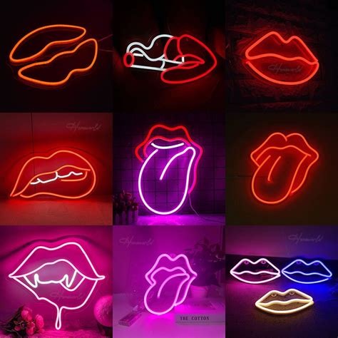 sexy mouth lips neon sign light led big tongue modeling lamp decor room