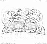 Coloring Cabin Log Outline Woods Atop Chicken Royalty Clipart Illustration Bannykh Alex Rf Pages Template sketch template