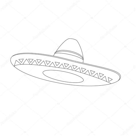 mexican hat outline drawings vector isolated mexican sombrero
