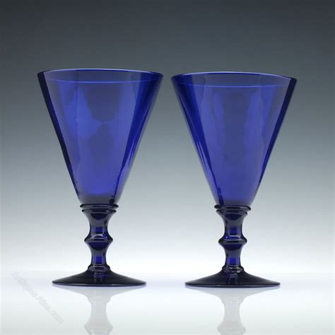 antiques atlas pair of 19th century blue glass rummers c1860
