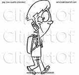 Phone Talking Walking Cartoon Boy Teen Illustration Toonaday Clipart Royalty Cell Outline Vector 2021 sketch template