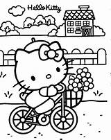 Kitty Hello Coloring Pages Bike Sheets Riding Print Colouring Color Printable Her Bubakids Kids Halloween Teacher Drawing Dad Activity sketch template
