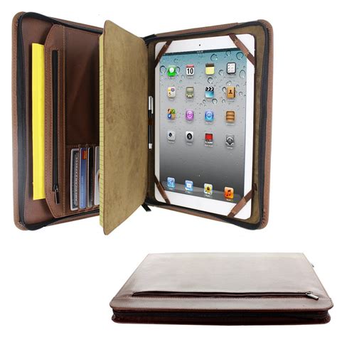 brown executive padfolio case  notepad holder  pockets  apple ipad pro ipad case diy
