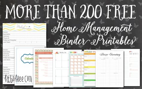 home management binder printables fab