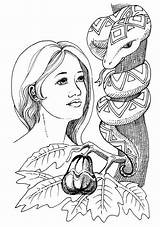Eve Adam Coloring Pages Bible Serpent Story Tempted Snake God Garden Coloring4free Color Apple Drawing Kids Woman First Man Genesis sketch template