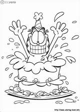 Garfield Coloring Pages Birthday Colouring Para Cake Colorear Dibujos sketch template