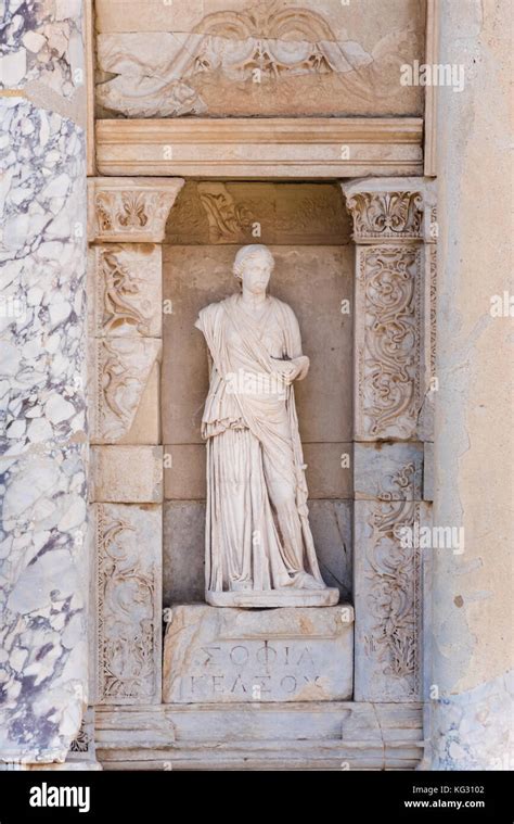 statue  sophia wisdom  ephesus historical ancient city  selcukizmirturkey stock photo