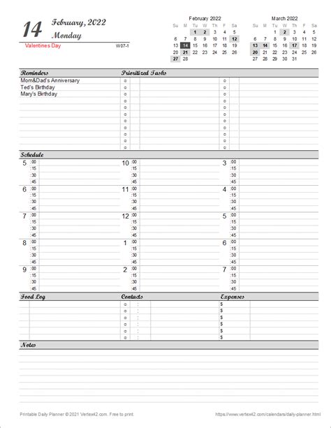 daily planner template  printable daily planner  excel