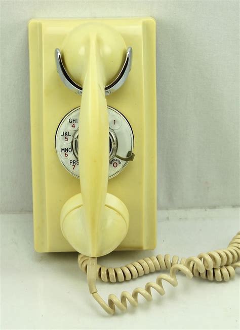 vintage western electric bell systems  white bakelite rotary wall telephone vintage phones