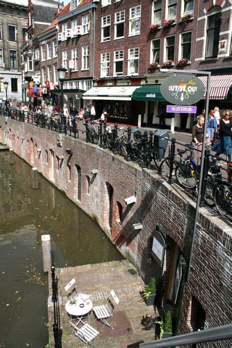 oude gracht    important canal  utrecht editorial stock photo image
