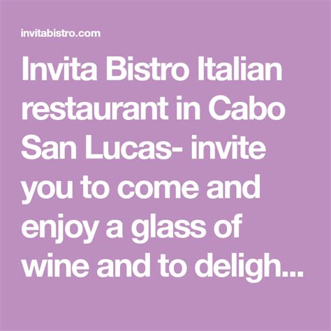 invita bistro italian restaurant  cabo san lucas invite