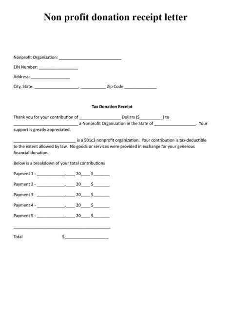printable donation receipt letter template  templates printable