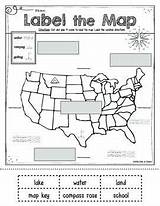 Grade Studies Social First Kindergarten Label Worksheets Maps Geography 1st Mapping Map Skills Lessons Activities Kids Labeling Print Teacherspayteachers Science sketch template