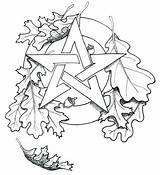 Coloring Pagan Pentacle Pentagram Wiccan Witchcraft Mabon Leaf Bos Carole Imgkid sketch template