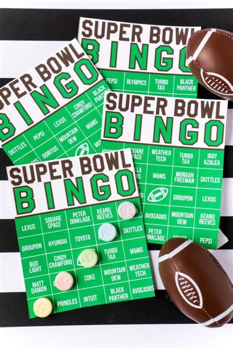 printable  super bowl commercial bingo play party plan