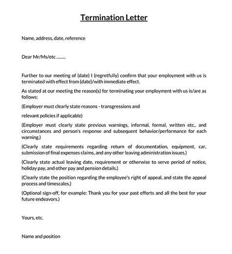 contract termination letter   samples  templates