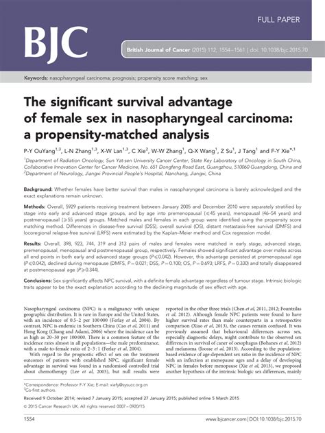 pdf the significant survival advantage of female sex in