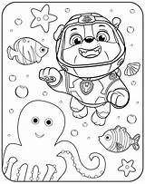 Patrol Paw Coloring Rubble Pages Print Printable Kids Underwater Version sketch template