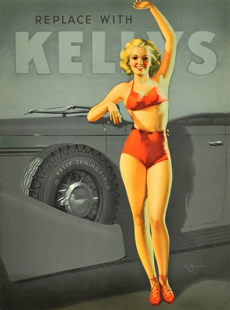 Original 1930s Art Deco Pin Up Style Advertising Poster Kelly