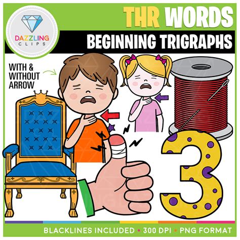 thr words beginning trigraphs clipart
