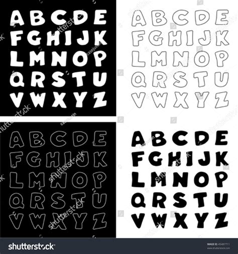 alphabet black white  versions solid stock vector