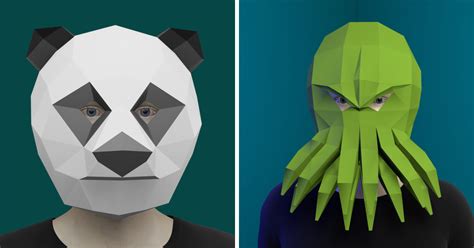 papercraft masks bored panda