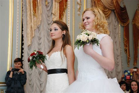 lgbt marriage two brides officially tie the knot in russia photos