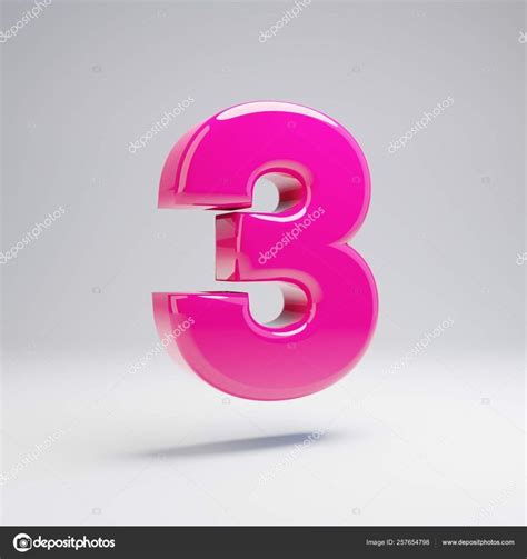 volumetric glossy pink number isolated white background