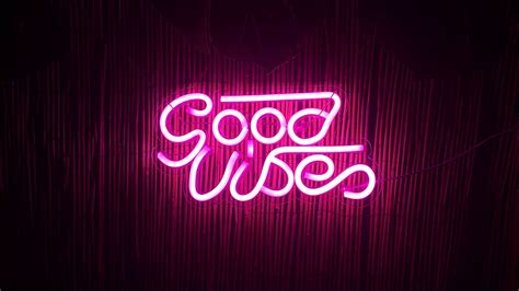 Download Wallpaper 1366x768 Vibe Positive Words Neon Light Pink