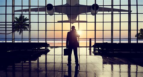 businessman airport travel waiting trip terminal concept promo