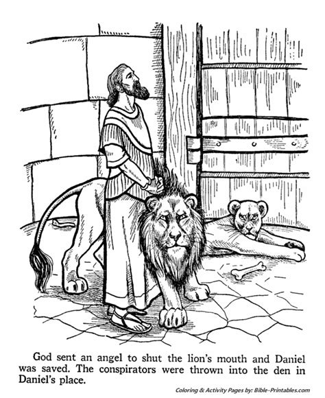 daniel put   lions den  testament coloring pages bible