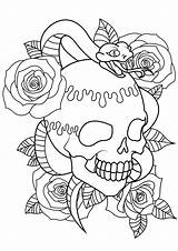 Tattoo Skull Coloring Tattoos Pages Snake Adults Roses Beautiful Color Adult Tatoo Designs Simple Sleeve Female Men Kids Popular sketch template