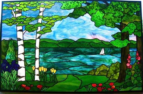 hand crafted lake geneva landscape  gilbertsons stained