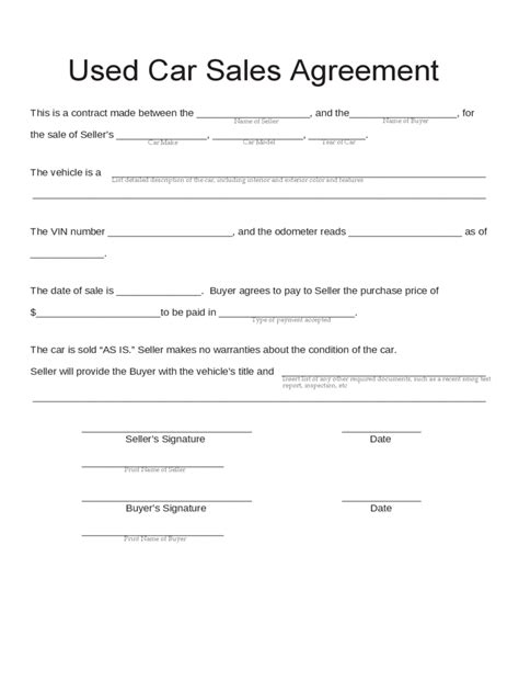 car sale contract form   templates   word excel