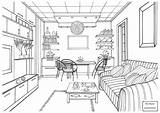 Coloring Pages Room Living Kitchen Drawing Interior Zimmer Zeichnen Kids Adult Printable Modern Ausmalen House Ausmalbilder Mit Bilder Bedroom Books sketch template